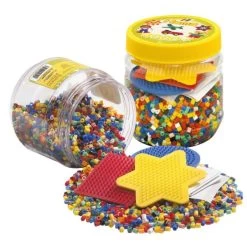 HAMA 2052 - Bügelperlen - Dose Mix Mit Perlen Und 3 Stiftplatten, 4.000 Stk., Gelb