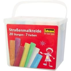 IDENA 60042 - Straßenmalkreide In Eckiger Box Mit Henkel, 20 Stangen