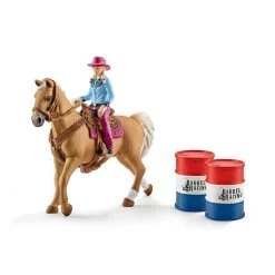 SCHLEICH 41417 - Farm World - Barrel Racing Mit Cowgirl - Spielzeug