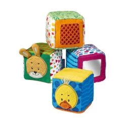 RAVENSBURGER 04161 - Ministeps - Spiel-Würfel, 4 Bunte Stapelwürfel Stoff