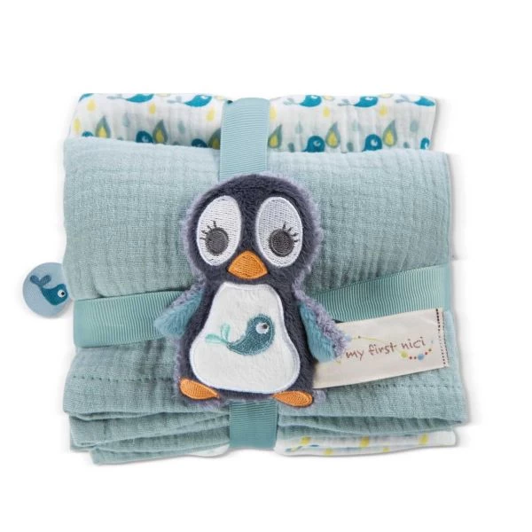 NICI 48048 - My First NICI - Greifling Pinguin Watschili Mit 2-er Set Mulltücher