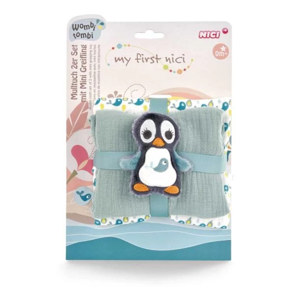 NICI 48048 - My First NICI - Greifling Pinguin Watschili Mit 2-er Set Mulltücher – Bild 3