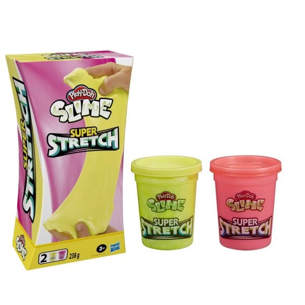 HASBRO E9445 - Play-Doh - Super Stretch Slime GELB & PINK, 2-er Pack – Bild 2