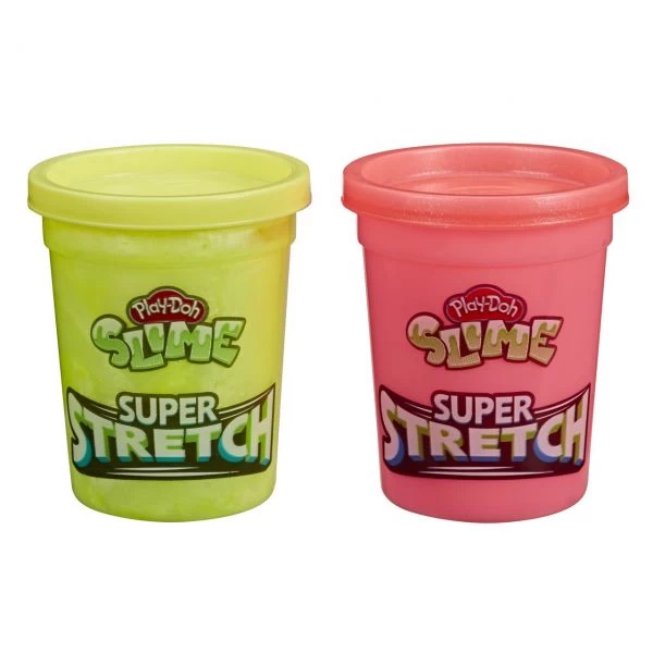 HASBRO E9445 - Play-Doh - Super Stretch Slime GELB & PINK, 2-er Pack – Bild 3